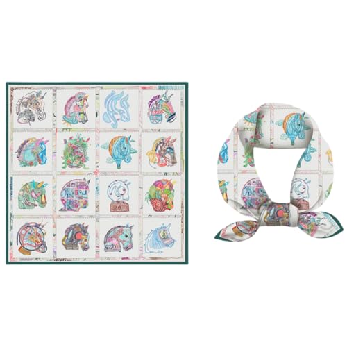WaJuemy 여성용 넥 스카프 실키 53.3cm(21인치) 스퀘어 헤드 스카프 랩 헤어 반다나 스카프 패션 핸드백 액세서리 경량 - color: 화이트 격자무늬 11개
