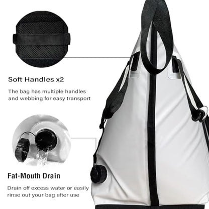 Buffalo Gear Insulated Fish Cooler - 27.5QT 58QT Waterproof Flat Bottom Bag, Leakproof and Fishing Kill Bag - color: White-85QT