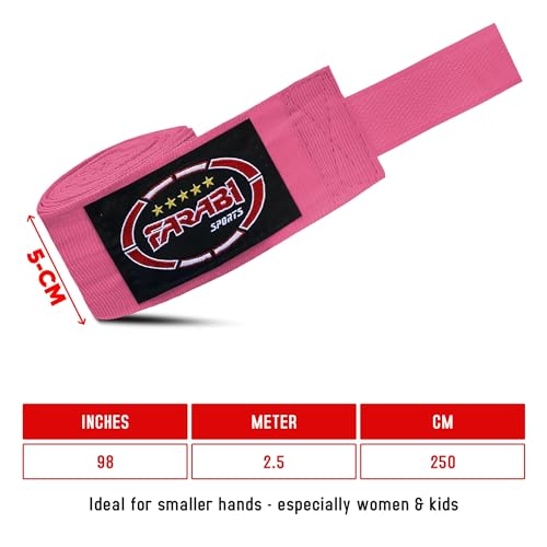 FARABI Kids Boxing Hand Wraps 100 Inches Long Junior Hand Wraps Boxing Hand Wraps Muay Thai Hand Wraps MMA Boxing Hand Wraps Men Boxing Hand Wraps Kids Boxing Hand Wraps Inner Gloves - color: Pink