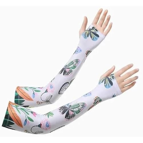 Women's UV Sun Protection Cooling Arm Sleeves-Breathable Long Sleeves to Cover Arms for Gardening, Driving, Cycling & Hiking. Elastic, Stay-Up Design Provides Comfort & UPF 50+ Shield.