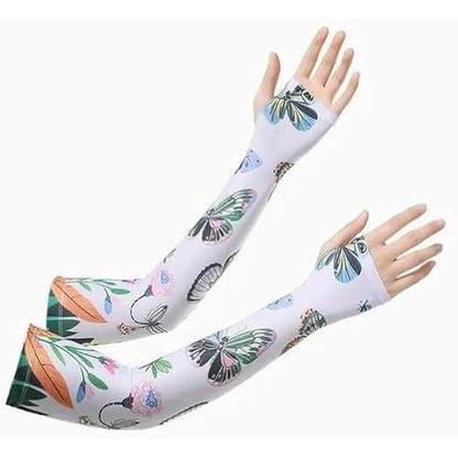 Women's UV Sun Protection Cooling Arm Sleeves-Breathable Long Sleeves to Cover Arms for Gardening, Driving, Cycling & Hiking. Elastic, Stay-Up Design Provides Comfort & UPF 50+ Shield.