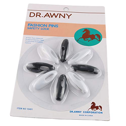 E-outstanding Muslim Hijab Pin 8 PCS Black and White Plastic Islamic Women Sari Pins Safety Pins Scarf Clips