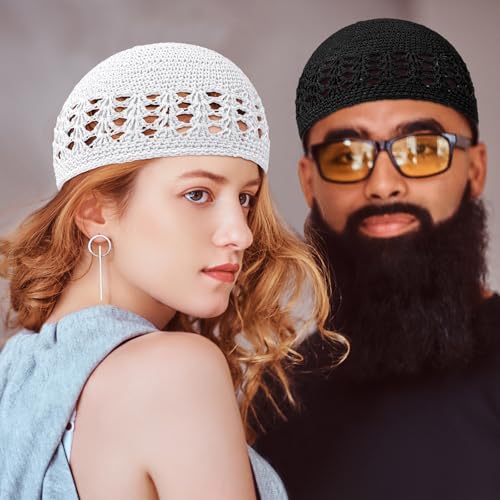 Boyiee Knit Kufi Hats Crochet Beanie Skull Caps Solid Colors Knit Cap Stretchy Knitted Crochet Hat for Men Women Teens - color: Black,gray, White