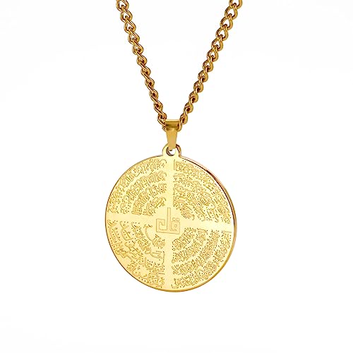 Ayatul Kursi Necklace Allah Necklace for Women Men Islamic Script Symbols Allah Arabic Round Pendant Necklace Middle East Allah Islam Religious Jewelry Muslim Gift - color: Allah gold 3