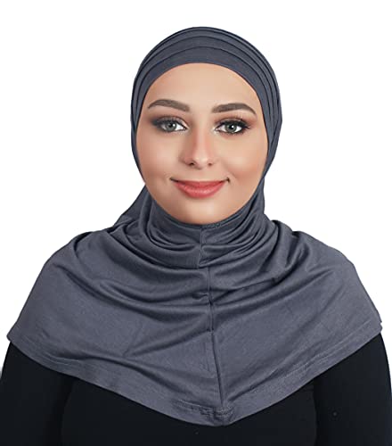 AL AMIRA Beautiful cotton hijab scarf Islamic women fancy hijab K101 - color: Dark Gray
