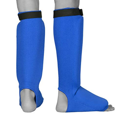 UFG Ultimate - Cloth Shin Instep Guard - Karate MMA Boxing Muay Thai Training Protection - color: Blue, size: Small-Medium