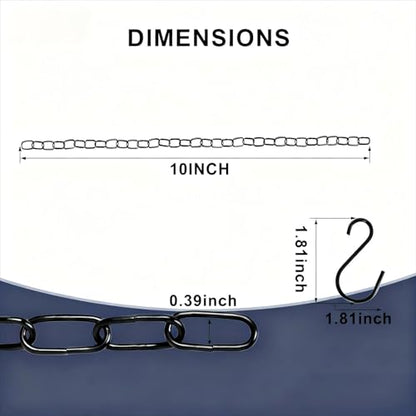 Black Hanging Plant Chains Kit, 10-Inch Adjustable Plant Hangers with Hooks and Clip for Hanging Baskets, Bird Feeders, Wind Chimes, Planters and Porch Signs 10Pack