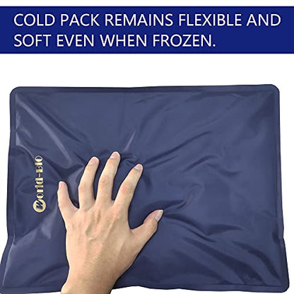 Large Gel Ice Pack 2 pack for Injuries Reusable, Flexible Hot Cold Therapy Pad for Hip, Back, Knee, Leg, Soothing Pain from Bruises & Sprains, Muscle Aches, Relief for Surgery, Back Pain 11.5" x 15.4" - size: 2cps 12*16"
