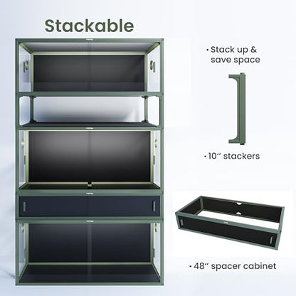 120 Gallon Reptile Tank for Bearded Dragon, Snake, Adult Reptile | Optimal Ventilation & Light Penetration by Rust Proof Mesh Top, Easy Assembly within 6 Steps with Clear Instruction - color: Earthy Green, size: 120 Gallon