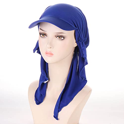 Hijab Scarf for Women Baseball Curved Brim Cap | Soft Breathable Cotton, Lightweight Feel, Adjustable Strap, Curved Brim, Summer Wear, Outdoor Activity, Casual Daily Use - color: 03#_blue