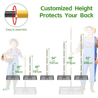 Lawn Leveling Rake 30”x10” Large Heavy Duty Metal Lawn Leveler with Long Adjustable Handle Proffesional Yard Leveling Rake for Soil Dirt Sand Compost Efficient Lawn Leveling Tool (Foldable 6FT) - style: Foldable 6FT