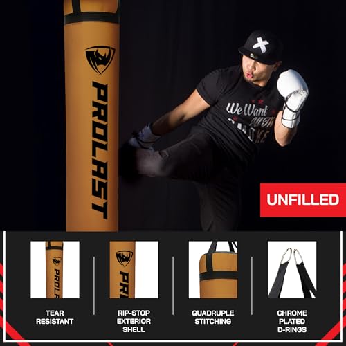 Heavy Punching Kicking Bag for Adults, Boxing, MMA, Martial Arts, Muay Thai, Strength Training Equipment, Filled/Unfilled, 6ft, 150 lbs, Special Edition Logo - color: Brown / Black, size: Unfilled