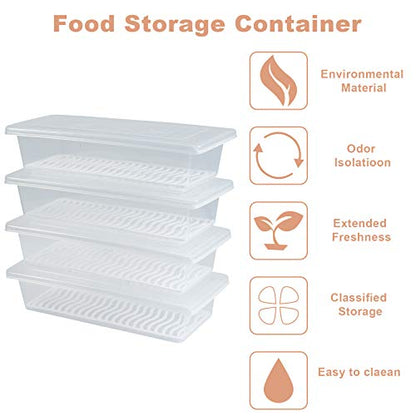 4PCS Food Storage Container, Plastic Food Containers Small | [With Removable Drain Plate and Lid], [Stackable Portable Freezer Storage Containers]-Tray to Keep Fruits, Vegetables, Meat - size: Small(4PCS)