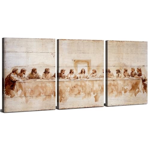 AIYISU Jesus The Last Supper Wall Art Christian Wall Decor Jesus Christ Canvas Prints Pictures Religious Home Decor for Living Room Dining Room Church Prayer Room Bedroom 12x16 3Pcs - color: Last Supper, size: 16"L x 12"W