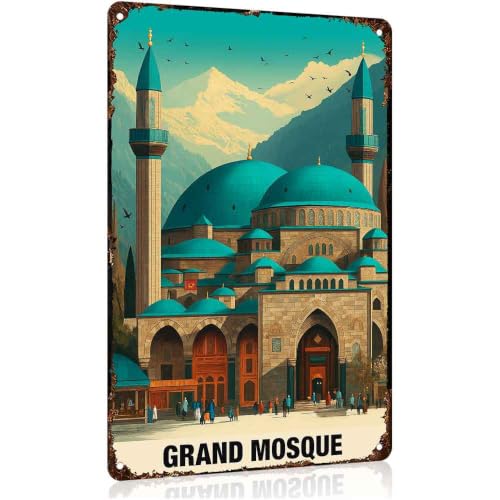Grand Mosque Vintage Landscape Travel Aluminum Metal Sign 8 x 12 Inch