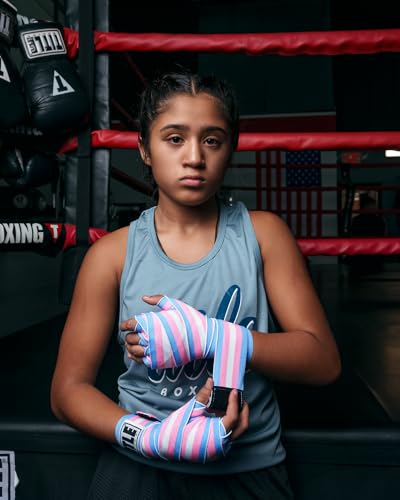 Title Boxing Elastic Mexican Hand Wrap 180", Blue/White/Pink Print - Boxing Wrap, Hand Wraps for Boxing Gloves, Hand Wraps for Men and Women, Boxing, MMA, Taewkondo, Kickboxing Equipment, Wrist Wraps