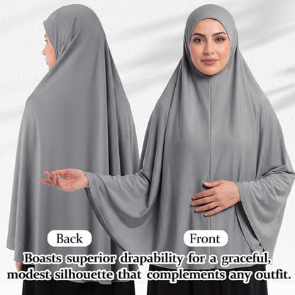Ababalaya Women's Elegant Modest Muslim Islamic Ramadan Soft Lightweight Jersey Hijab Long Scarf - color: Grey, size: Large