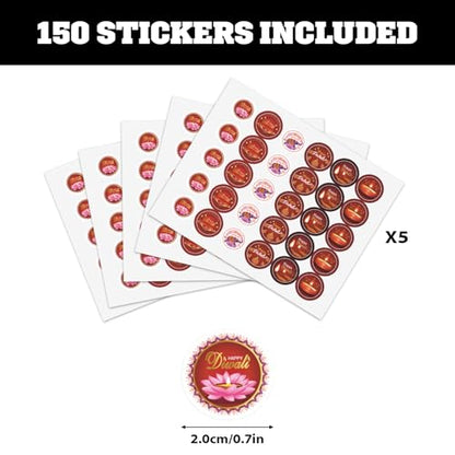 Happy Diwali Kiss Sticker Labels - Festival of Lights Party Round Candy Sticker Favors for Chocolate Drop Kisses (Set of 150) - color: Happy Diwali