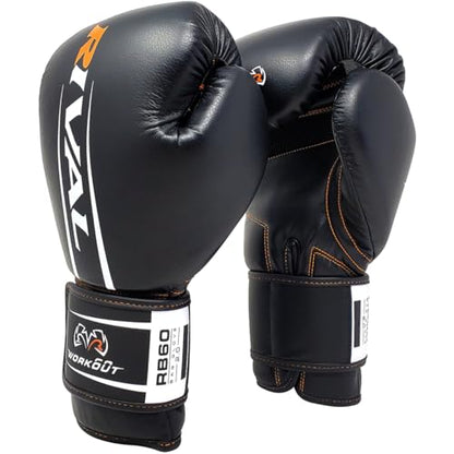 RIVAL Boxing RB60 2.0 Workout Bag Gloves, Hook and Loop Closure - Breathable Mesh Palm, Soft Inner Lining, and Pre-Formed Pro Fit - size: Medium