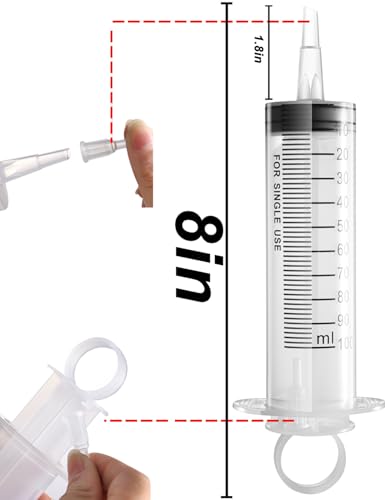 3 Pack Large Syringes, Large Plastic Garden Industrial Syringes for Scientific Labs, Measuring, Watering, Refilling, Filtration Multiple Uses (100ML (3 PCS)) - size: 100ML (3 PCS)