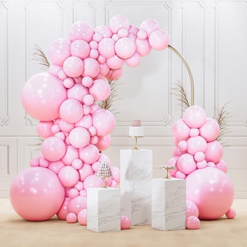 PartyWoo Baby Pink Balloons 128 pcs Different Sizes of 18 12 10 5 Inch Pastel Pale Light Pink Balloons Arch Kit Garland for Baby Shower Gender Reveal Birthday Princess Party Decorations Pink-Q05 - color: Pink-q05