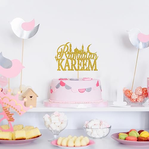 Gold Glitter Ramadan Kareem Cake Topper - Ramadan Muslim Islamic Decoration - Muslim Islam Eid Celebration Decoration