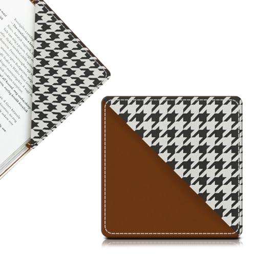 Cute Leather Bookmarks, Fun Triangle Making Corner Bookmark, Book Accessories for Reading Book Lovers, Unbreakable Page Markers for Women Men Classic Houndstooth - color: Classic Houndstooth