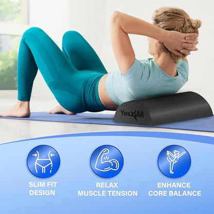 Yes4All Medium Firm Half Foam Rollers for Post-Workout Relaxation, 12/18/24/36 inch PE Foam Roll for Back Massage & Yoga Exercise - color: Black, style: 18-inch