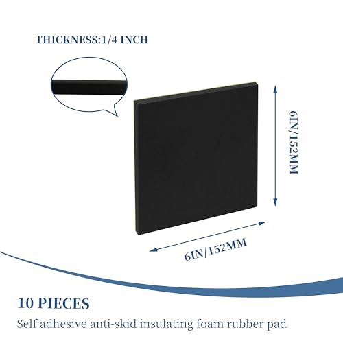 Neoprene Foam Pad - Anti Vibration Pad with Adhesive - Vibration Damper Pads- Anti Vibration Mat- 10pcs 6 * 6 1/4 inch