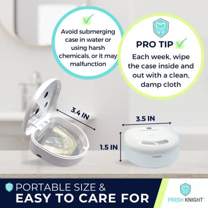 FRESH KNIGHT UV Retainer Case | UVC Retainer Cleaner, Disinfects Cleans and Removes Odors, Mouth Guard Case, compatible for Invisalign Container (Black-UV) - color: Black UV