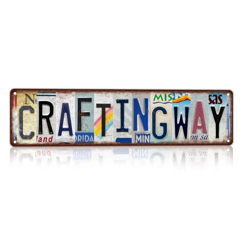 Vintage Crafting Way Street Sign Wall Decor - color: color