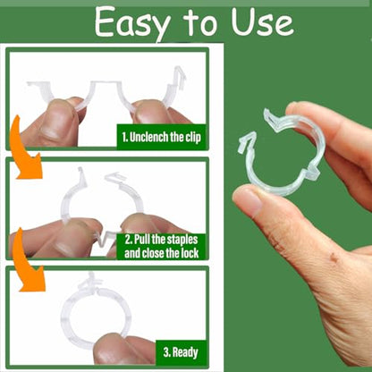 Plant Support Clips -100PK, White Tomato Clips for String Trellis, Grape Vine Clips for Garden Netting Climbing Plants, Secured Plastic Plant Clips