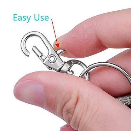 120PCS Premium Swivel Lanyard Snap Hook with Key Rings, Metal Keychain Hooks for Jewelry Making, Crafts (Silver) - color: silver