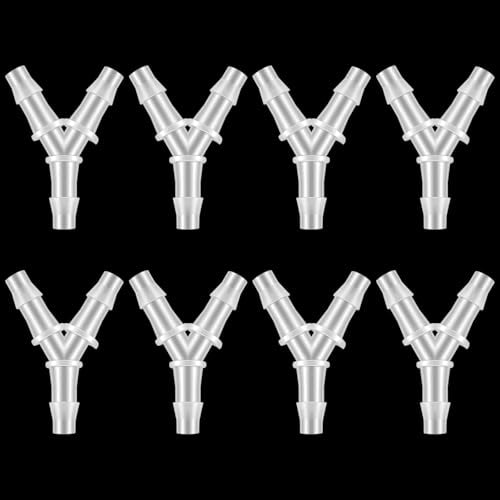 8 Pcs 5mm Tube Connector Y Water Fitting 3way Hose Splitter Plastic Hose Connector BarbPipe Tubing Joint Splicer Connectors Cannula for Pipe Household Transparent