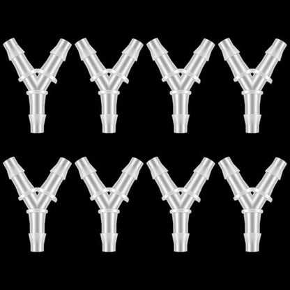 8 Pcs 5mm Tube Connector Y Water Fitting 3way Hose Splitter Plastic Hose Connector BarbPipe Tubing Joint Splicer Connectors Cannula for Pipe Household Transparent