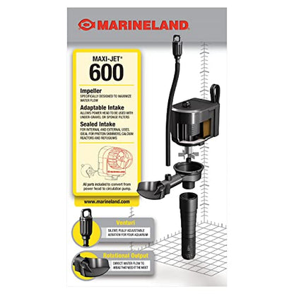 Marineland Maxi-Jet 600, Multi-Use Water Pump And Power Head, Fully Convertible (ML90510), 160/750 GPH - size: 160/750 gph