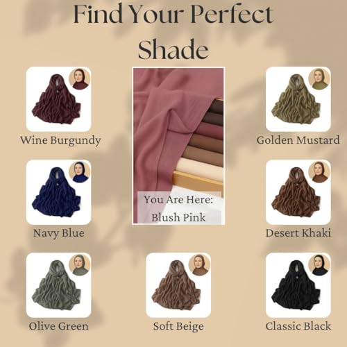 Premium Breathable Modal Cotton Hijab for Women, Lightweight, Non-Slip, Soft & Elegant Scarf for Everyday Wear - color: Dusty Rose Pink