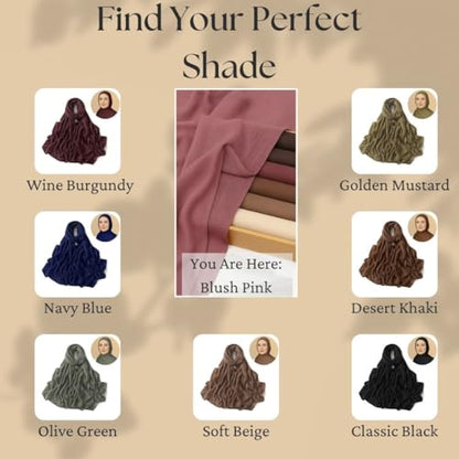 Premium Breathable Modal Cotton Hijab for Women, Lightweight, Non-Slip, Soft & Elegant Scarf for Everyday Wear - color: Dusty Rose Pink