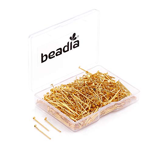 BEADIA Head Pins Gold for DIY Jewelry Making 20mm 500pcs - color: Gold, size: 20mm