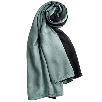 Premium Ombre Viscose Hijab Scarf for Women Muslim Lightweight Gradient Color Shade Hair Wraps Long Hijabs Scarves - color: New Green With Black