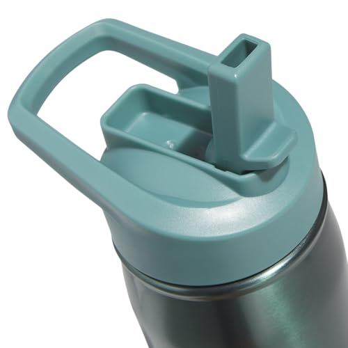 adidas Stainless Steel Metal Water Bottle 20 oz (600 mL) Straw Lid - color: Preloved Teal Green/Powder Teal Green