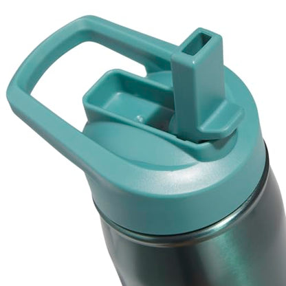 adidas Stainless Steel Metal Water Bottle 20 oz (600 mL) Straw Lid - color: Preloved Teal Green/Powder Teal Green