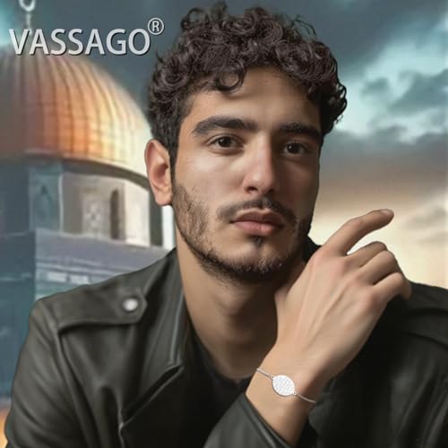 VASSAGO 이슬람 아야툴 쿠르시 여성용 타원형 팔찌 알라 티어드롭 링크 팔찌 아랍어 무슬림 꾸란 캘리그래피 참 팔찌 이슬람 이드 라마단 선물 주얼리 선물 - color: 박스 체인-S