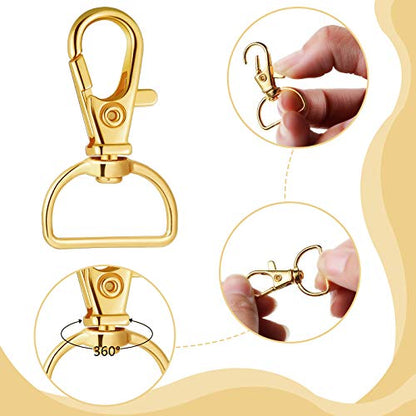 Hotop 96 Pieces D Rings with Swivel Clasps and Slide Buckles Set Lanyard Snap Hooks Keychain Clip Hooks D Ring Clip Lobster Claw Clasps for Purse Handbag Hardware Sewing DIY Craft Dog Collars, 8 Color