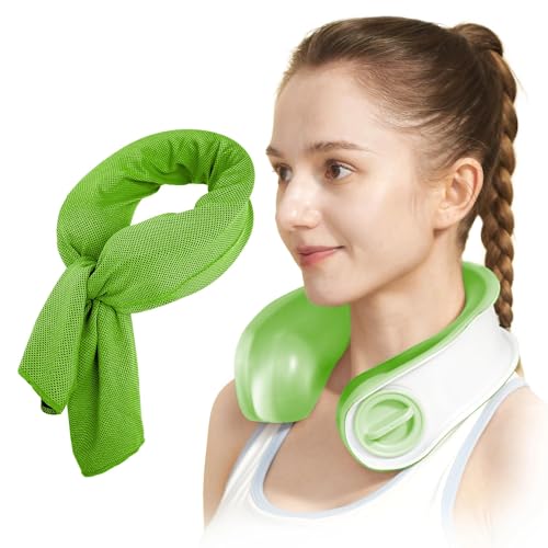 samply Reusable Ice Packs for Neck and Shoulder, Cold Compress, Relief of Pain, Swelling, Sprains, Office Pressure, Wearable Neck Cooler Towels of Cooling Wraps for Hot Weather, Lime Green - color: Lime Green