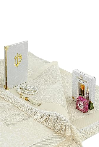 ihvan online Islamic Prayers Gift Box, Muslim Prayer Rug, Yaseen Book, Prayer Beads Tesbih, Solid Smell, Ravza Scent, 6 Piece Prayers Mat Set for Ramadan, Eid Gifts, Pink/Set 1 - color: Pink / Set 1