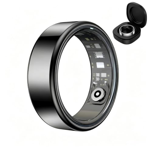 Smart Health Ring, Featuring Stress and Sleep Monitoring Functions, Compatible with iOS and Android,Waterproof Fitness Tracker for Women & Men, No Subscription Fee. (Black, 8#) - color: Black, size: 8#