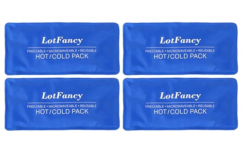 LotFancy Ice Pack for Injuries, 4 Reusable Hot Cold Packs for Therapy, Cooling or Heating Gel Pad for First Aid, Back, Shoulder, Neck, Head, Feet Pain Relief, 10.5 x 5 Inches - style: 11x5in(Pack of 4)