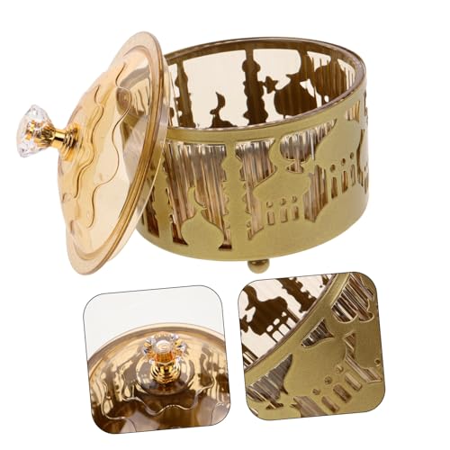 Ciieeo 2pcs Middle Eastern Eid Candy Serving Tray Elegant Snack Storage for Dried Fruits Treats for Ramadan Celebrations and Home Decor Gold Finish
