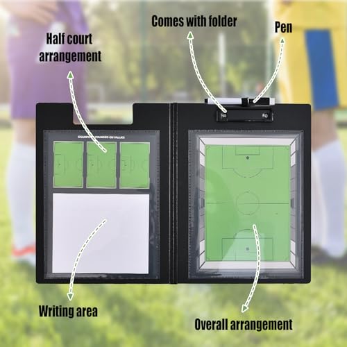 Coaches Soccer Clipboard Coaching Board Magnetic 2026 Updated | Football Tactics Board with Team Members Magnets, 2 Marker Pens, Dry Erase, Portable Folder-style